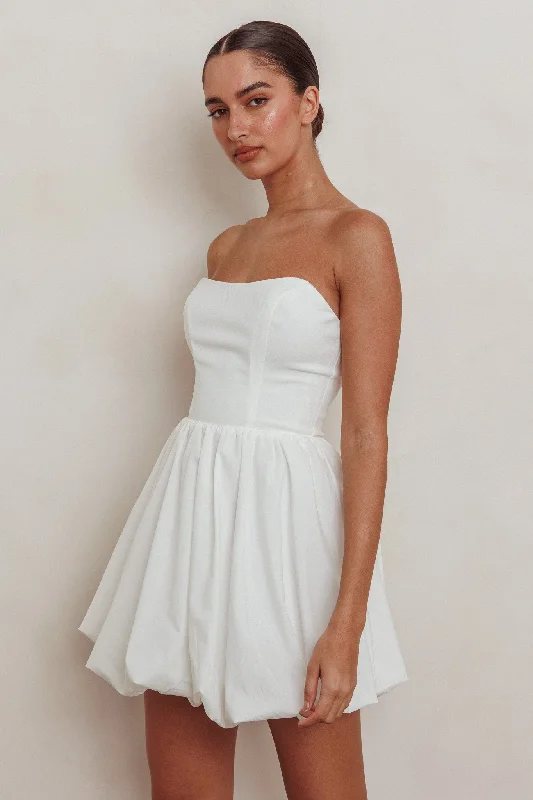 Like Art Strapless Bubble Mini Dress Off White