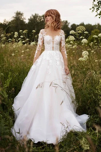 Women’s clothing to inspire confidence and beauty Illusion Sleeve Tulle Adorable Wedding Dress With Lace Details And Illusion Button Back Women’s clothing to inspire confidence and beauty Illusion Sleeve Tulle Adorable Wedding Dress With Lace Details And Illusion Button Back