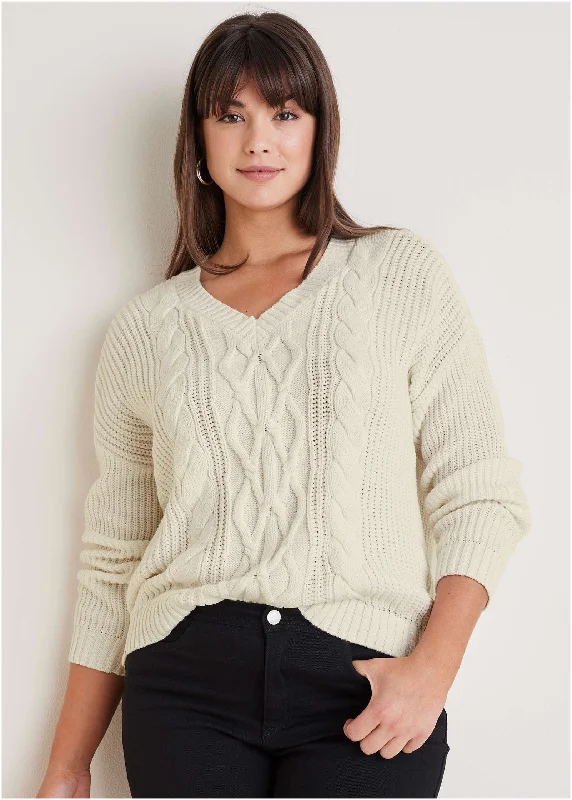 Cable Knit Sweater - Off White