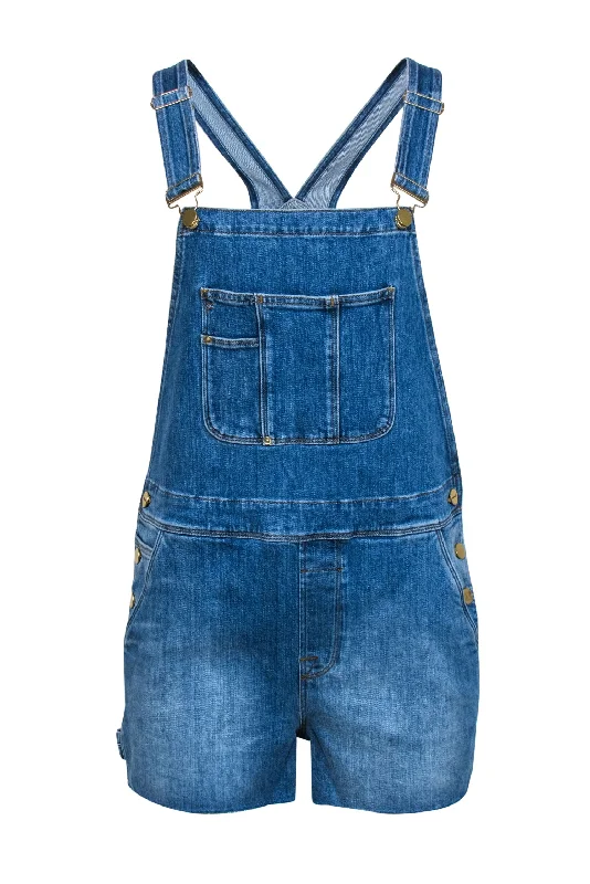 Frame - Medium Wash Denim Raw Hem Shortalls Sz S